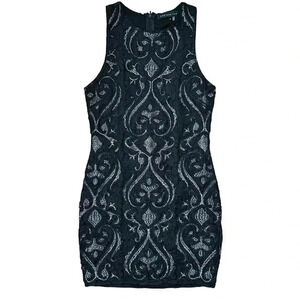 Revolve Endless Rose Womens Mini Shift Dress Party Cocktail Black Gold Small